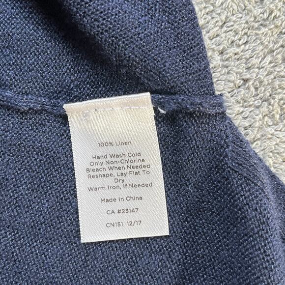 Talbots Top Womens Medium Petite Blue Knit Linen Long Sleeve Pullover Casual - Picture 6 of 8
